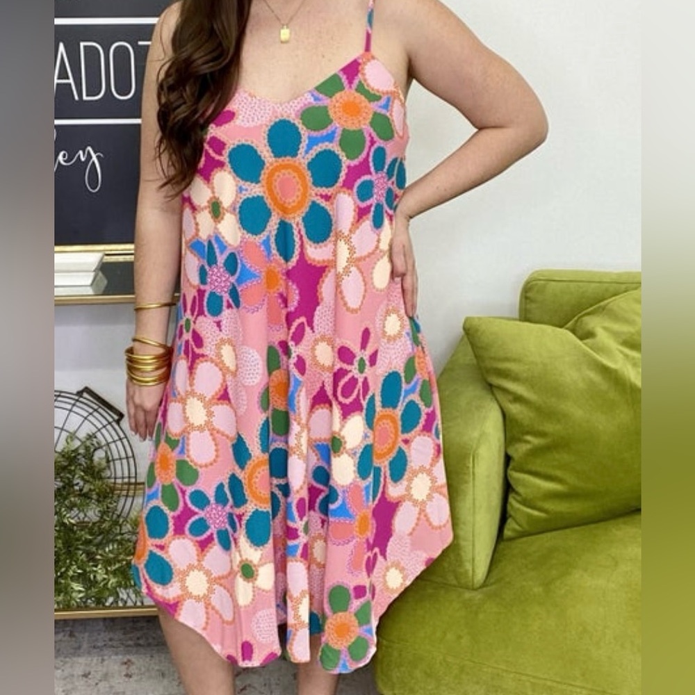 NWT floral adjustable midi dress sz S